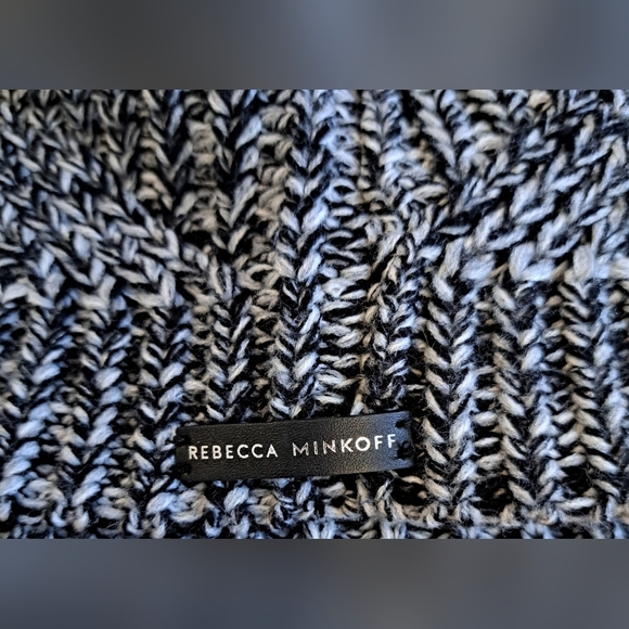 NWOT Rebecca Minkoff Black & White Knit Comfy Casual Warm Winter Beanie Hat - Picture 4 of 5